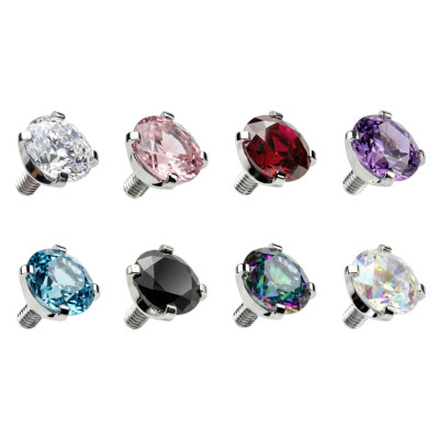 Implant Grade Titanium Internally Threaded Prong Set Round CZ Top