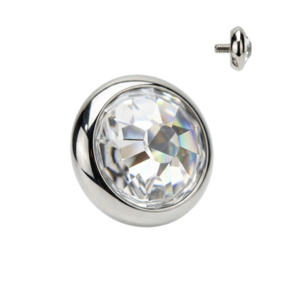 Top zircone cubique à sertissage plat en titane grade implantable à filetage interne