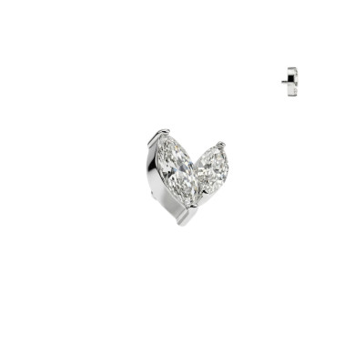 Implant Grade Titanium Internally Threaded Two Different Sizes Marquise CZ Top