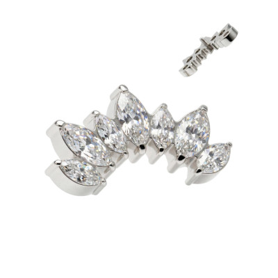 Implant Grade Titanium Internally Threaded 7 Two Different Sizes Marquise CZ Set Curve Top