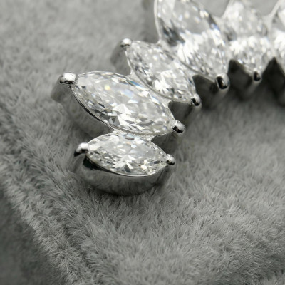 Implant Grade Titanium Internally Threaded 7 Two Different Sizes Marquise CZ Set Curve Top