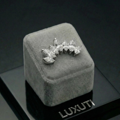 Implant Grade Titanium Internally Threaded 7 Two Different Sizes Marquise CZ Set Curve Top