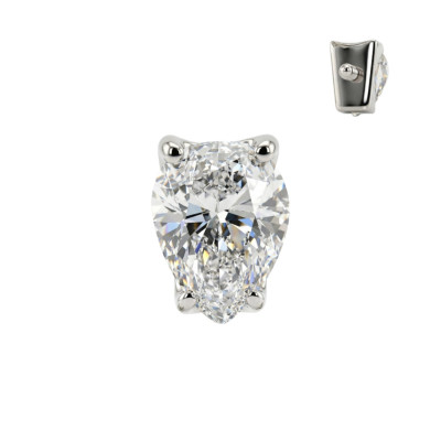Implant Grade Titanium Internally Threaded Prong Set Pear CZ Top
