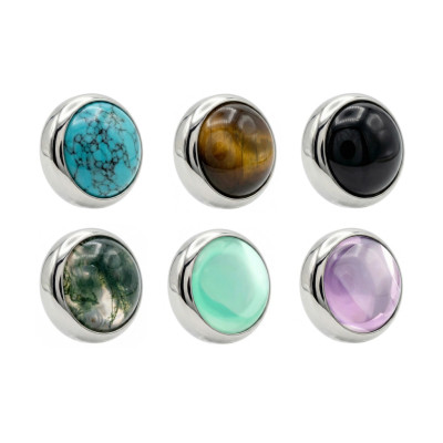 Implant Grade Titanium Internally Threaded Bezel Set Natural Stone Top