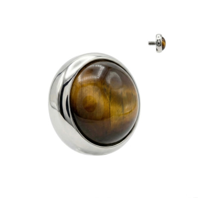 Implant Grade Titanium Internally Threaded Bezel Set Natural Stone Top