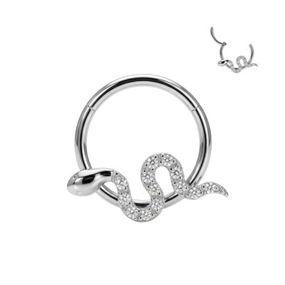 Argola com Serpente em Pavé de Zircónias e Dobradiça de Titânio Grau Implante