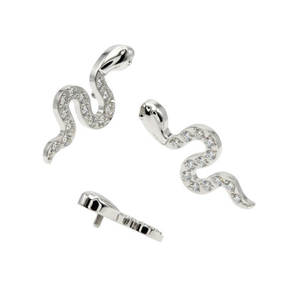 Implant Grade Titanium Internally Threaded CZ Pave Snake Top