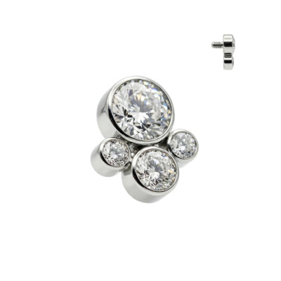 Implant Grade Titanium Internally Threaded 4 Bezel Set CZ Top