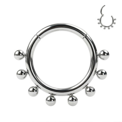 Argola de Titânio Grau Implante com Revestimento de Esferas e Fecho Articulado