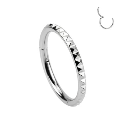 Implant Grade Titanium Hinged Segment Hoop Ring With Pyramid Cut Studded Outside