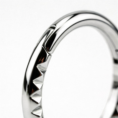 Implant Grade Titanium Hinged Segment Hoop Ring With Pyramid Cut Studded Front